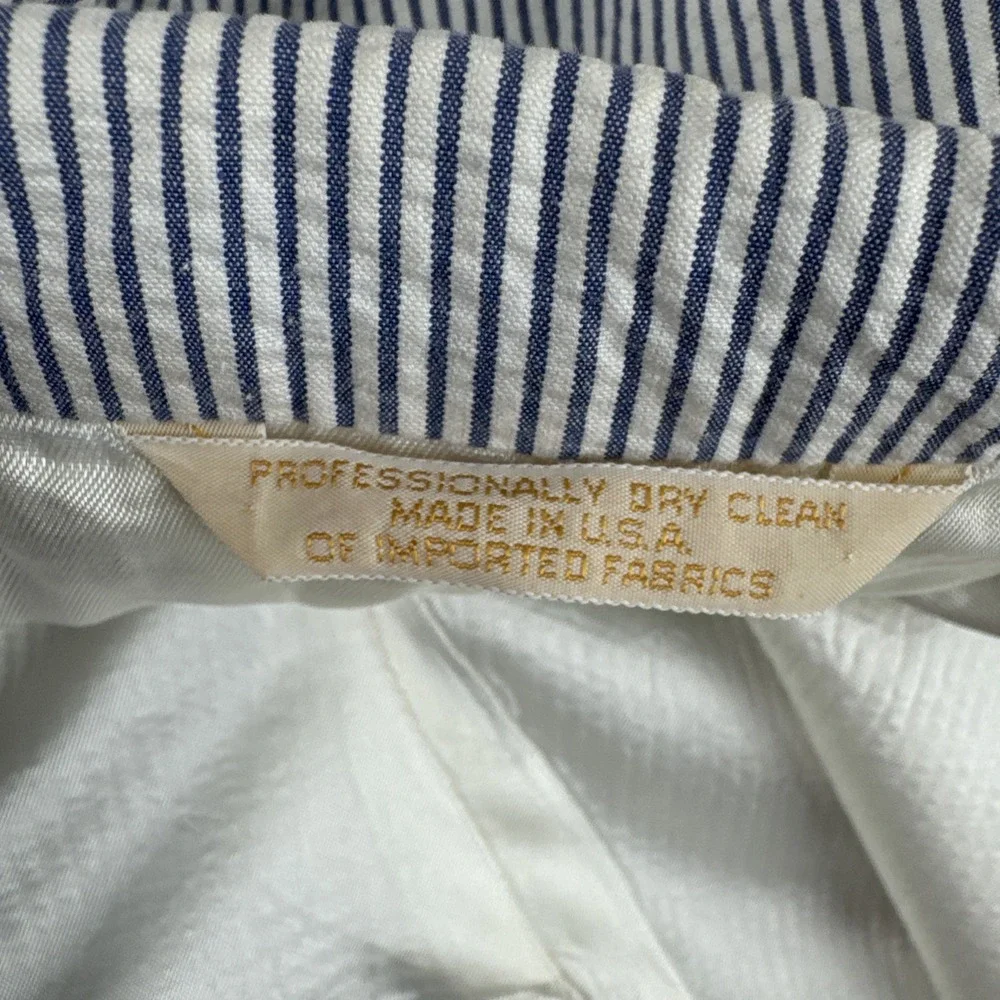 Luden's Charleston SC Mens Seersucker Blazer 46L blue white lightweight Cotton